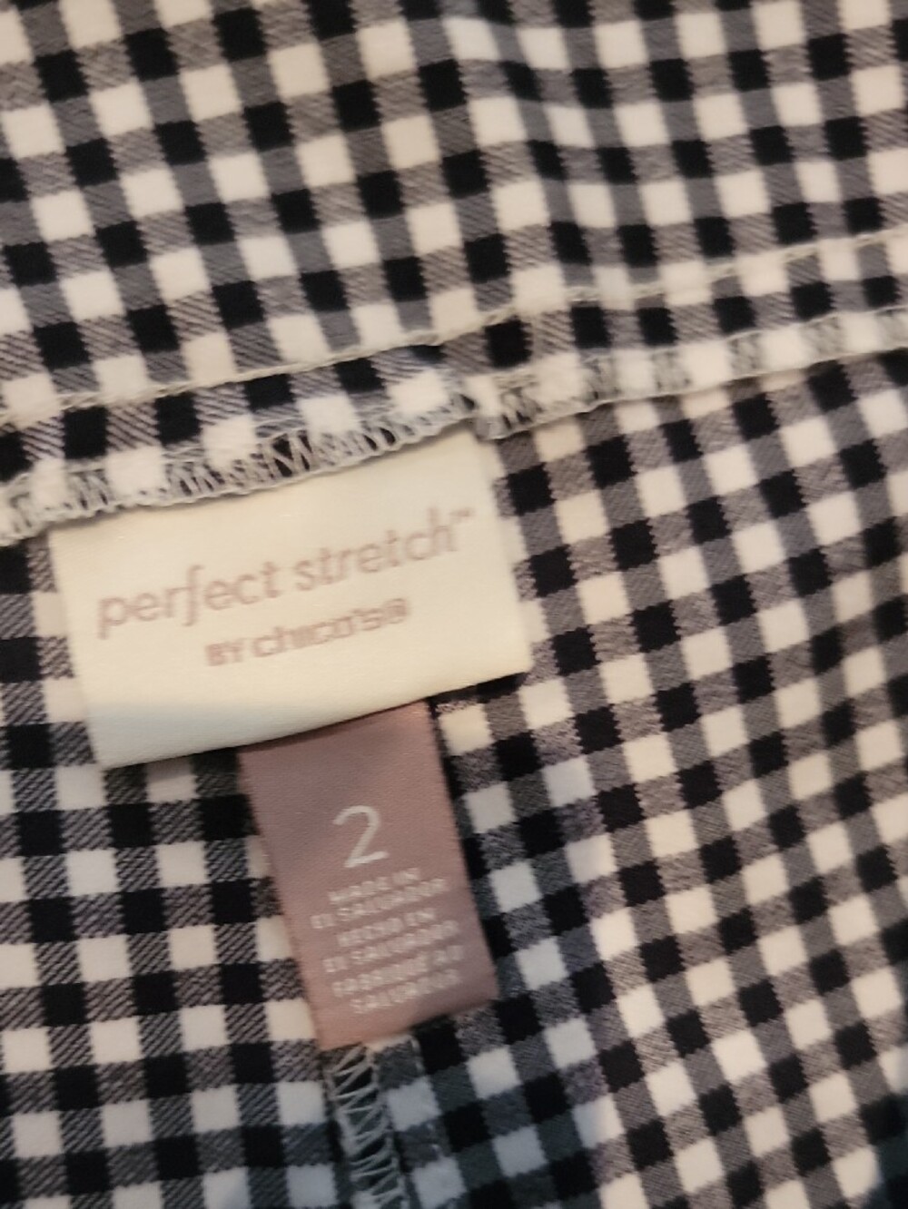 Chicos Dark Denim Pants -checked Black/navy Women's Classic Stretch Trousers. 2 - Picture 4 of 8